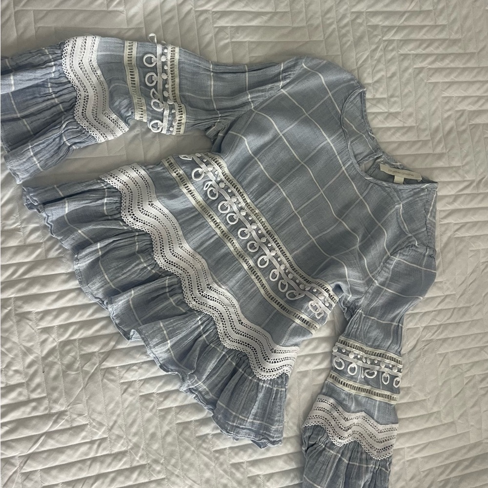 Jonathan Sinai Blue and White Women's Blouse